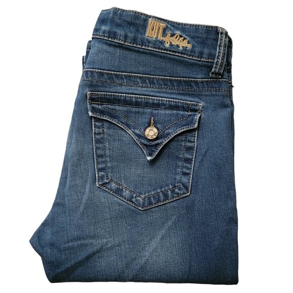 Kut from the Kloth Jeans Size 4 Slim Bootcut Button Flap Stretch Denim Western - Picture 3 of 13